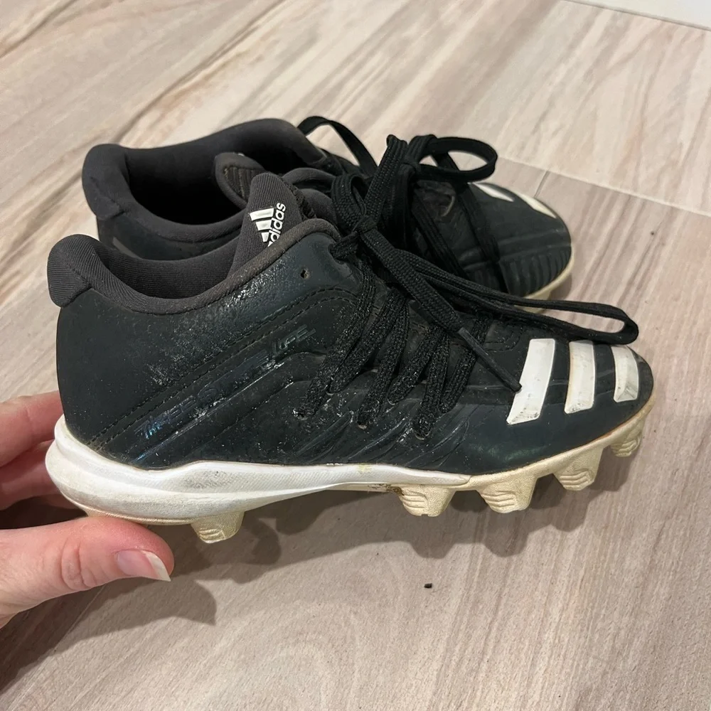 Adidas Afterburner Kids Black and White Cleats Size 12 - Picture 5 of 12